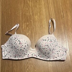 Laura Ashley Pink and Black Floral Bra 34 B
